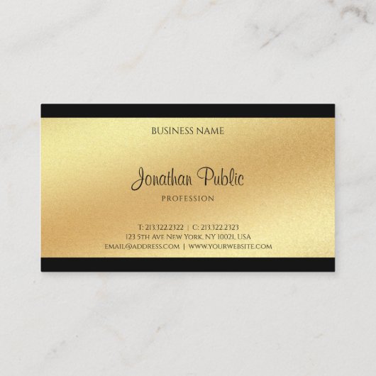 モダンフェイク金ゴールド手書文字クール書 名刺 (裏面)