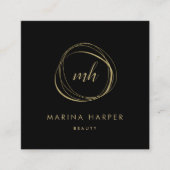 モダンフェイク金ゴールド抽象芸術 スクエア名刺 (正面)