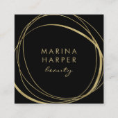 モダンフェイク金ゴールド抽象芸術 スクエア名刺 (正面)