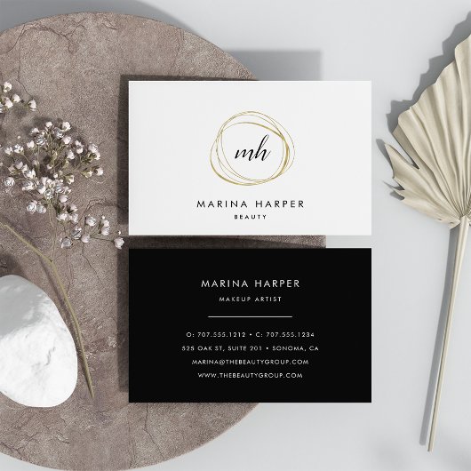 モダンフェイク金ゴールド抽象芸術 名刺