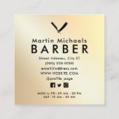 モダンフェイク金ゴールド理容師ロゴ スクエア名刺 (裏面)