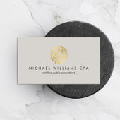モダンフェイク金ゴールド番号ロゴAccountant Gray 名刺