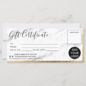 モダンフェイク金ゴールド箔の大理石ギフト証明書ロゴ (正面)