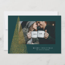 モダンフェイク金ゴールド緑のクリスマスツリー1枚の写真