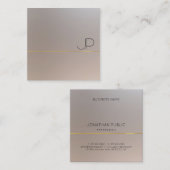 モダンフェイク金ゴールド銀モノグラムエレガント スクエア名刺 (正面/裏面)