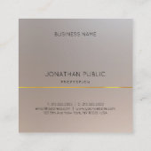 モダンフェイク金ゴールド銀モノグラムエレガント スクエア名刺 (裏面)