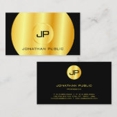 モダンフェイク金ゴールド黒モノグラムエレガントテンプレート 名刺 (正面/裏面)