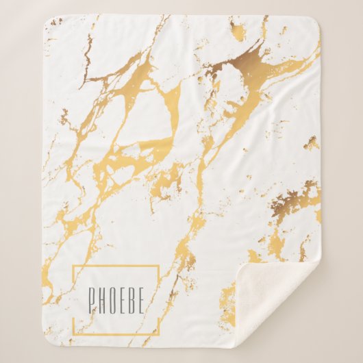 モダンフェイク金ゴールド シェルパブランケット (正面)