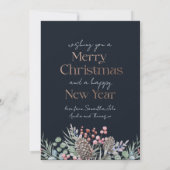 モダンフェイク金ゴールド&ブルーメリークリスマス シーズンカード (裏面)