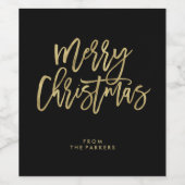 モダンフェイク金ゴールド |メリークリスマス ワインラベル (シングルラベル)