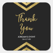 モダンフェイク金ゴールドChevron Geometric Thank You スクエアシール (正面)