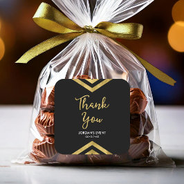 モダンフェイク金ゴールドChevron Geometric Thank You スクエアシール