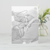 モダンフェイクVellumモノクロ結婚写真 セーブザデート (スタンド正面)