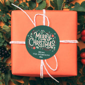 モダンフェスティバルかわいい緑と白メリークリスマス ラウンドシール