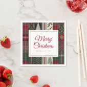 モダンフェスティバルの素朴格子模様 スタンダードカクテルナプキン (インサイチュ)