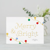 モダンフェスティバルカラフルクリスマスライト3枚 箔シーズンカード (立ち正面)