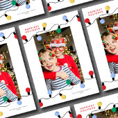 モダンフェスティバルカラフルChristmas Lights One Photo シーズンカード
