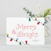 モダンフェスティバルカラフルChristmas Lights One Photo シーズンカード (スタンド正面)