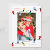 モダンフェスティバルカラフルChristmas Lights One Photo シーズンカード (正面)