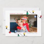 モダンフェスティバルカラフルChristmas Lights One Photo シーズンカード (正面)