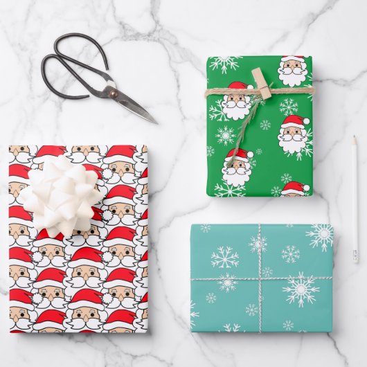 モダンフェスティバルサおもしろいータ顔パターン ラッピングペーパーシート (正面)