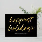 モダンフェスティバルスクリプト非写真ビジネスノワール金ゴールド 箔シーズンカード (立ち正面)