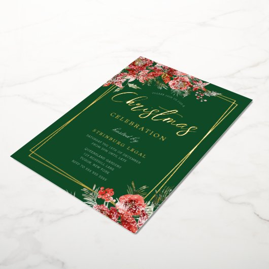 モダンフェスティバルス企業のクリスマパーティーガラ金ゴールド 箔招待状 (回転した状態)