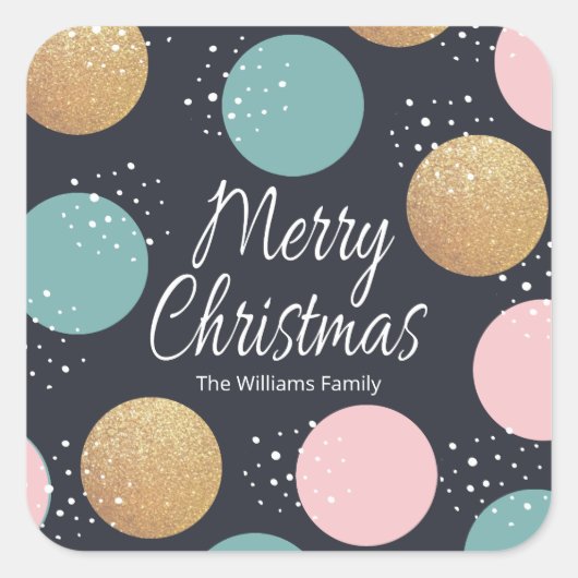 モダンフェスティバルドットスノードクリスマス スクエアシール (正面)