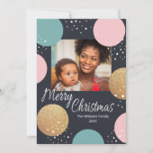 モダンフェスティバルドット雪の写真クリスマス シーズンカード (正面)