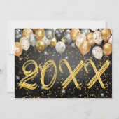 モダンフェスティバルバルーン紙吹雪ハッピーニューイヤーイブ シーズンカード (正面)
