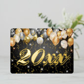 モダンフェスティバルバルーン紙吹雪新年クリスマス 箔シーズンカード (立ち正面)