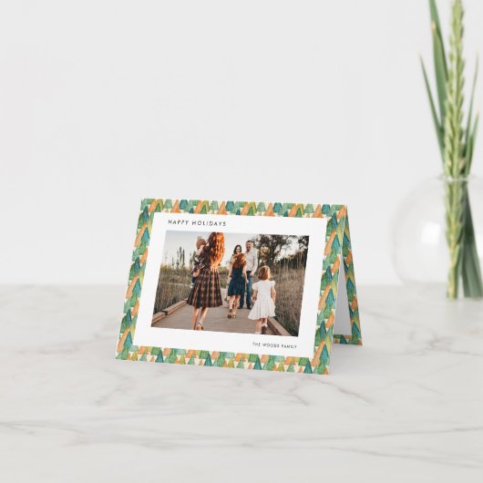 モダンフェスティバルパターン家族の写真ハッピー シーズンカード (正面)