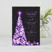 モダンフェスティバルパープルツリークリスマ結婚ス 招待状 (スタンド正面)