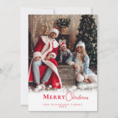 モダンフェスティバルレッドクリスマススタイリッシュ家族の写真 シーズンカード (正面)