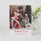 モダンフェスティバルレッドクリスマススタイリッシュ家族の写真 シーズンカード (スタンド正面)