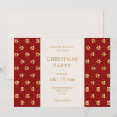 モダンフェスティバルレッド+金ゴールドデイジークリスマスパーティー シーズンカード (正面/裏面)