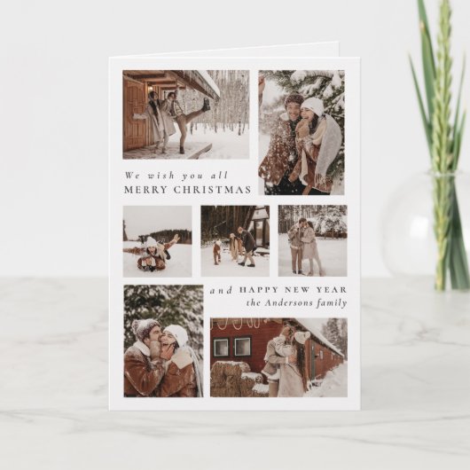 モダンフェスティバル写真コラージクリスマス折り畳み カード (正面)
