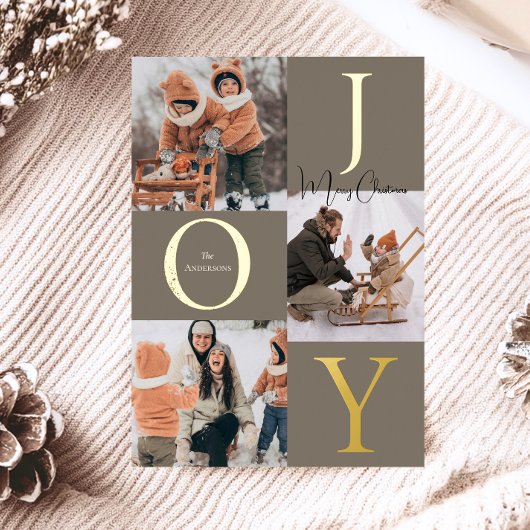 モダンフェスティバル写真コラージュのクリスマス 箔シーズンカード