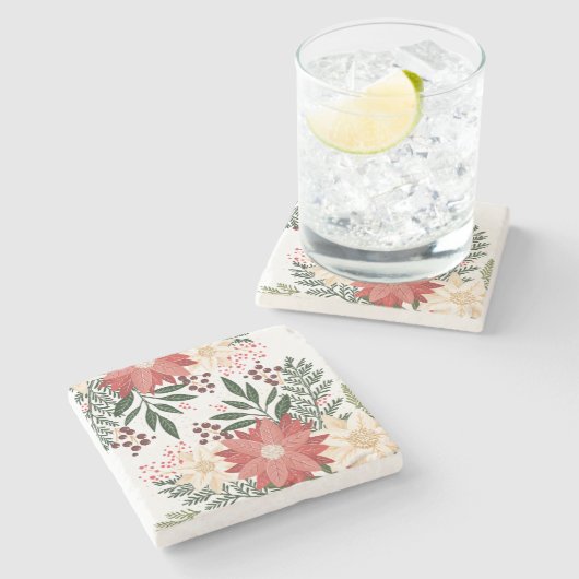 モダンフェスティバル冬の庭クリスマス ストーンコースター (横)