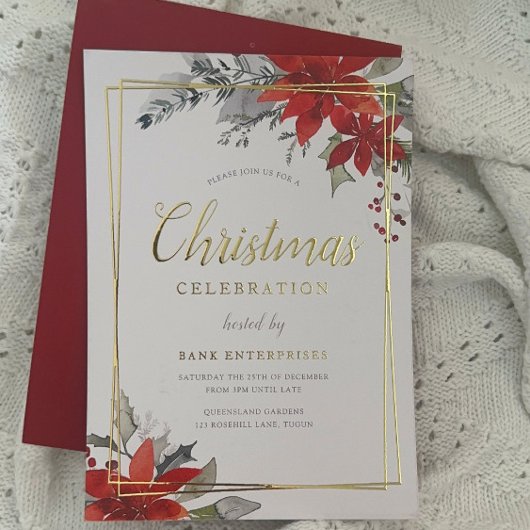 モダンフェスティバル幾何学的クリスマスパーティー金ゴールド 箔招待状