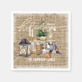 モダンフェスティバル水の色の農家クリスマス スタンダードカクテルナプキン