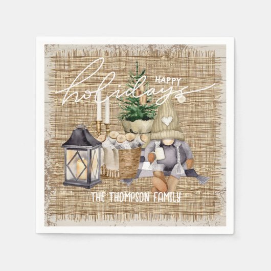 モダンフェスティバル水の色の農家クリスマス スタンダードカクテルナプキン (正面)