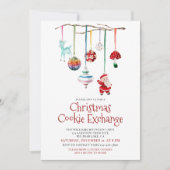 モダンフェスティバル水色クッキー交換パーティー 招待状 (正面)