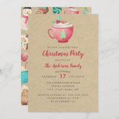 モダンフェスティバル水色マグクリスマスパーティー 招待状 (正面/裏面)