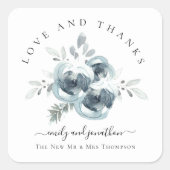 モダンフェスティバル花模様ありがとうありがとう名結婚前 スクエアシール (正面)