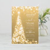 モダンフェスティバル金ゴールドツリークリスマ結婚ス 招待状 (スタンド正面)