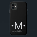モダンフェミニンスクリプト・モノグラム白黒   iPhone 11 ケース<br><div class="desc">モダンスクリフェミニンプトモノグラム白黒名iPhone 11ケース</div>