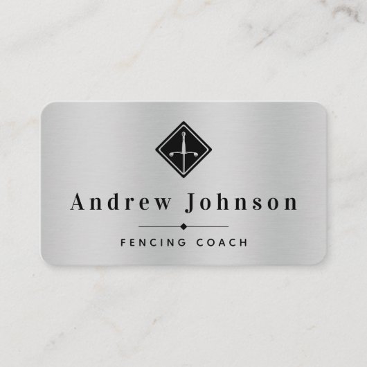 モダンフェンシングロゴコーチインストラクターフェンサースポーツ 名刺 (正面)