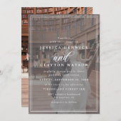 モダンフエレガントォトフレーム（白黒）結婚 招待状 (正面/裏面)