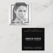 モダンフォトはっきりしたブラックタイポグラフィメイクアップアーティスト スクエア名刺 (正面/裏面)